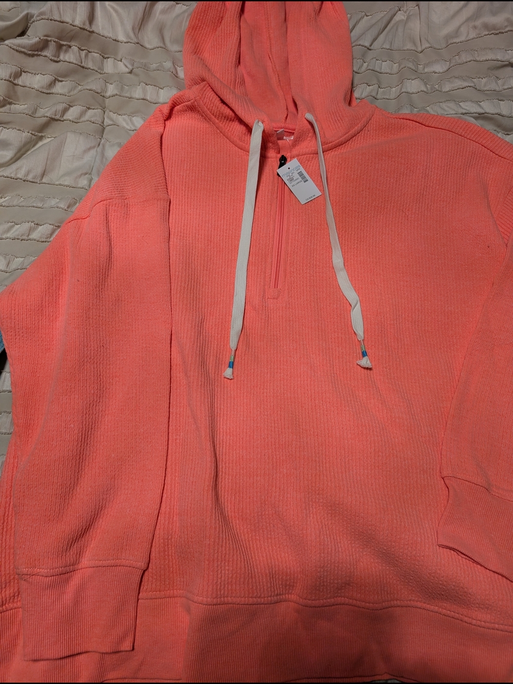 Maurices Coral Ribbed Hoodie with Drawstrings